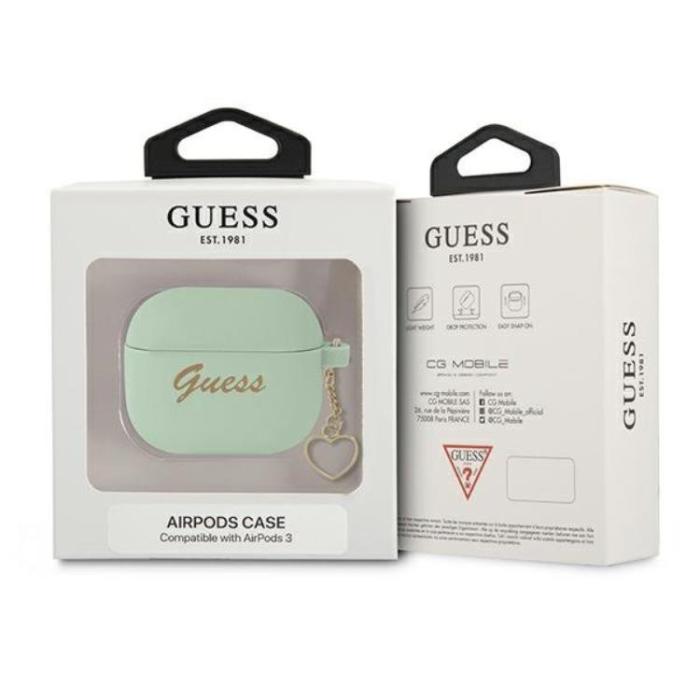 Guess - Guess AirPods 3 Skal Silicone Charm Heart Collection - Grön