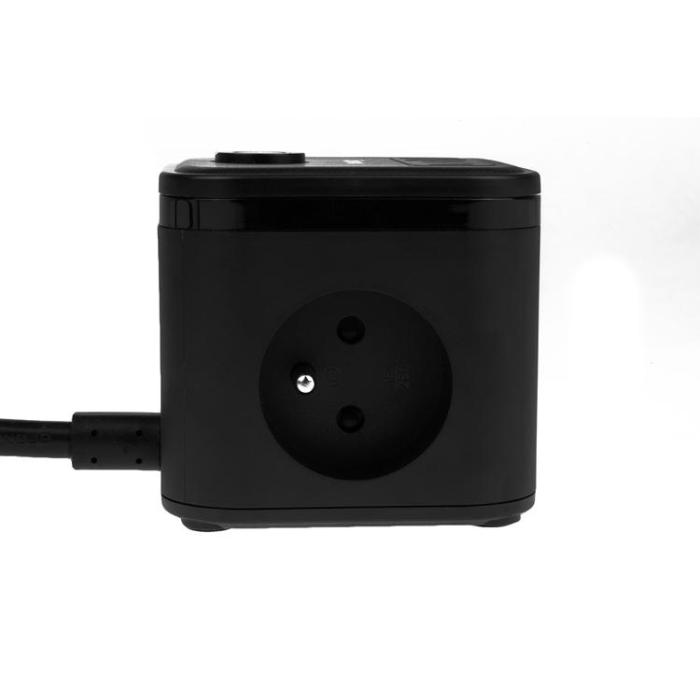 Huslog - Huslog Cube Förlängningssladd med USB - Svart