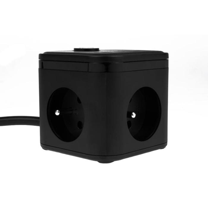 Huslog - Huslog Cube Förlängningssladd med USB - Svart