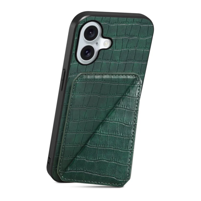 A-One Brand - iPhone 17 Mobilskal Korthållare Crocodile Textured - Grön