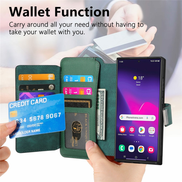 CASENEO - Caseneo Plånboksfodral För Galaxy S26 Ultra Magnetic Läder - Grön