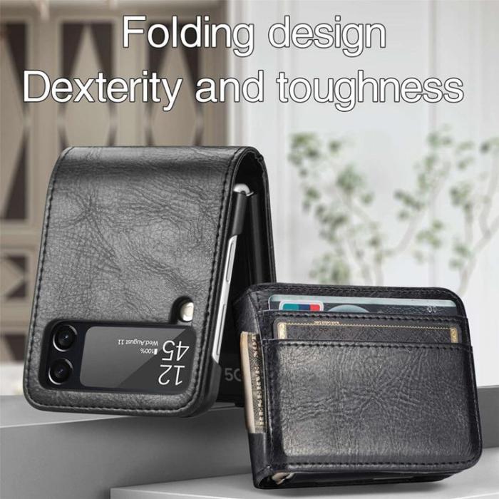 A-One Brand - Galaxy Z Flip 4 Plånboksfodral Portable Folding - Svart