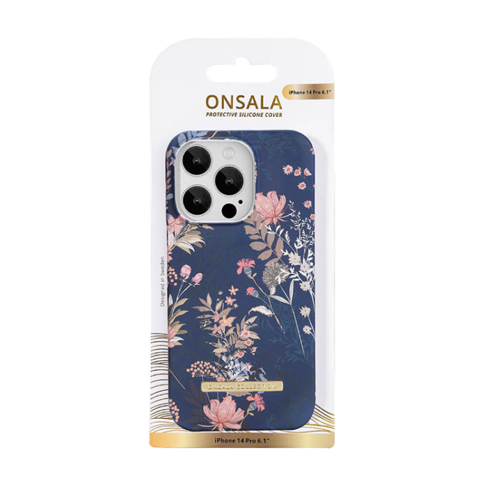Onsala - ONSALA iPhone 14 Pro Skal Dark Flower - Blå