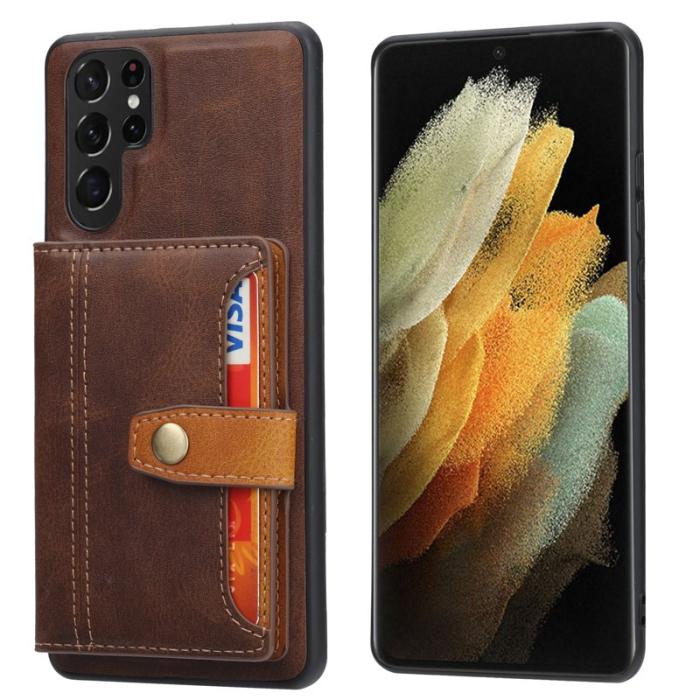 OEM - Mobilfodral för Samsung Galaxy S26 Ultra Äkta läder + TPU - Brun