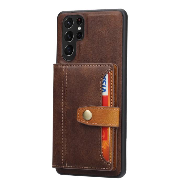 OEM - Mobilfodral för Samsung Galaxy S26 Ultra Äkta läder + TPU - Brun
