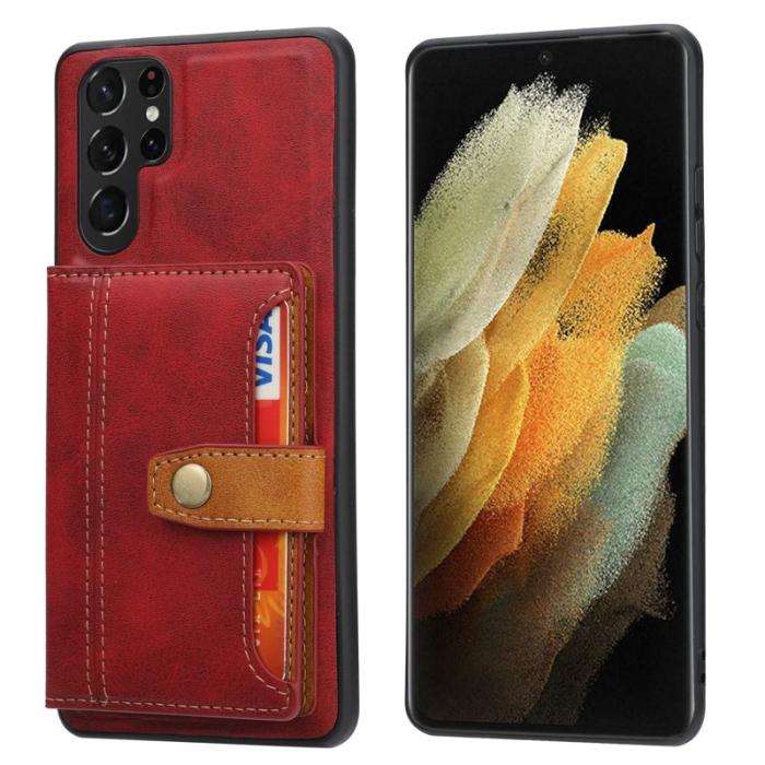 OEM - Mobilfodral för Samsung Galaxy S26 Ultra Äkta läder + TPU - Röd