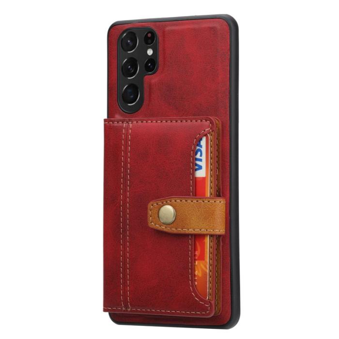 OEM - Mobilfodral för Samsung Galaxy S26 Ultra Äkta läder + TPU - Röd