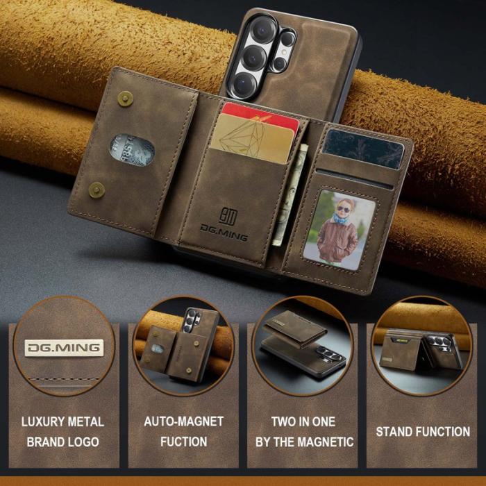 DG.MING - DG.Ming Mobilfodral för Samsung Galaxy S26 Ultra Konstläder Tri-Fold - Kaffe