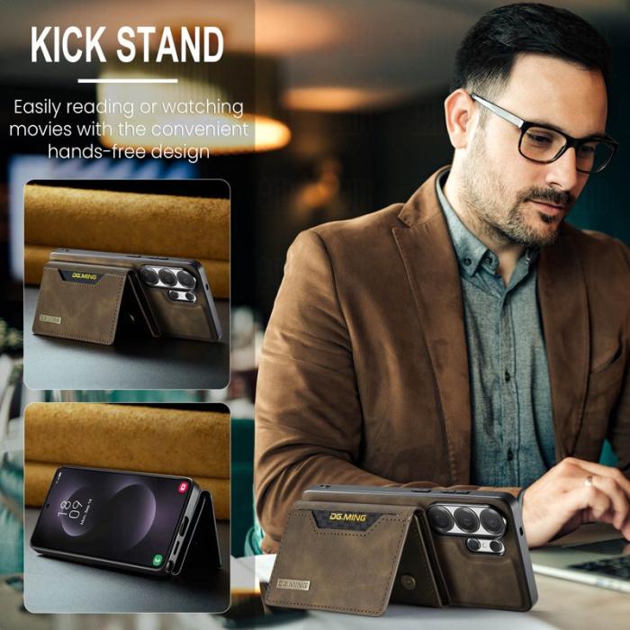 DG.MING - DG.Ming Mobilfodral för Samsung Galaxy S26 Ultra Konstläder Tri-Fold - Kaffe