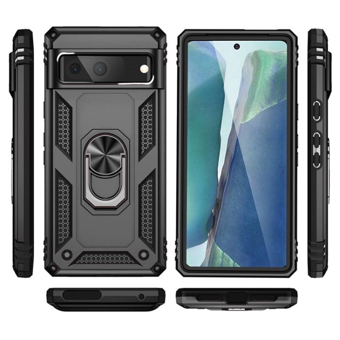 UTGATT1 - Google Pixel 7 Skal Ringhållare Rotatable Kickstand - Svart