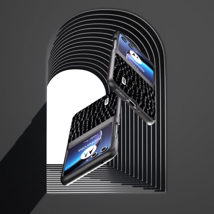 ABEEL - ABEEL Mobilskal till Motorola Razr 40 Ultra 5G Äkta Läder Svart