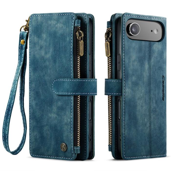 Caseme - CASEME Konstläder Plånboksfodral för iPhone Air med Rem och Flera Fack - Blå