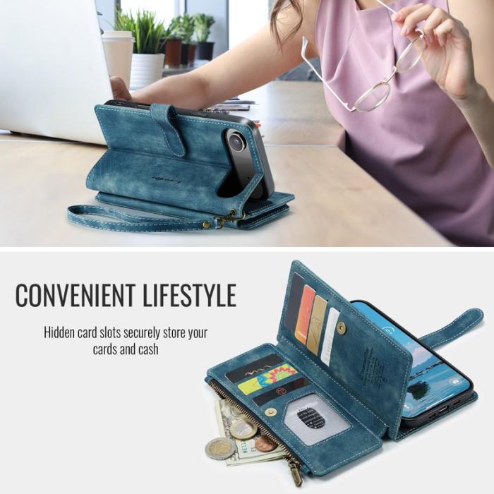 Caseme - CASEME Konstläder Plånboksfodral för iPhone Air med Rem och Flera Fack - Blå