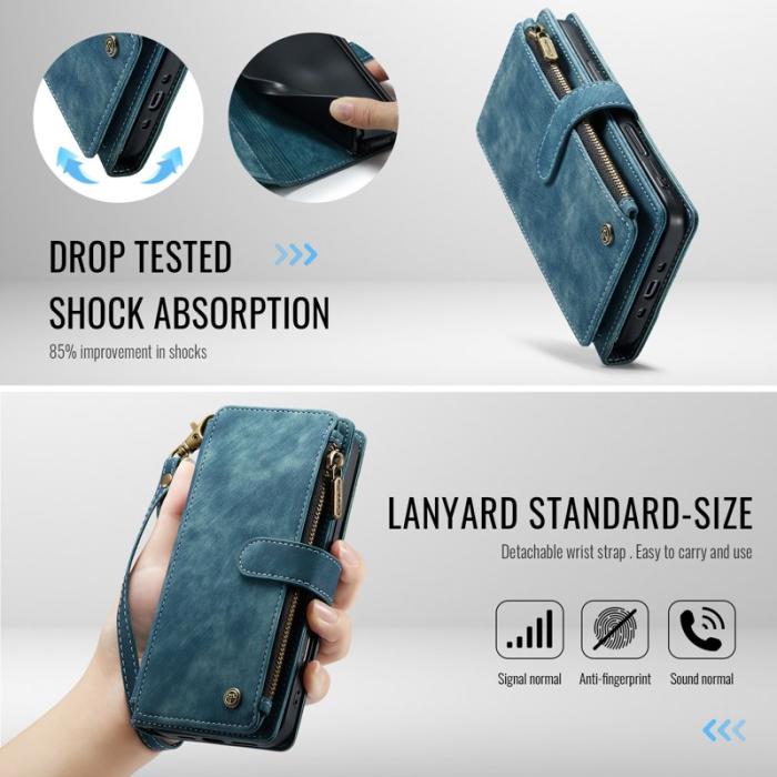 Caseme - CASEME Konstläder Plånboksfodral för iPhone Air med Rem och Flera Fack - Blå