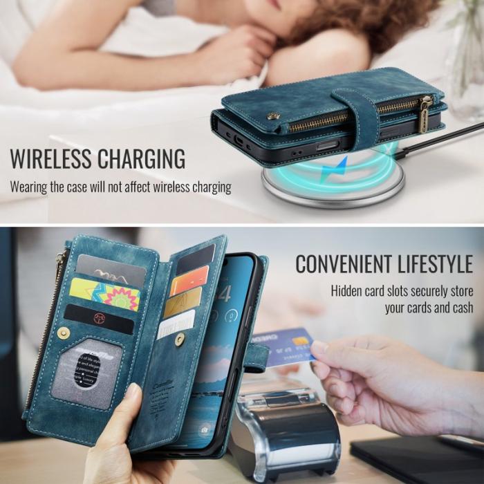 Caseme - CASEME Konstläder Plånboksfodral för iPhone Air med Rem och Flera Fack - Blå