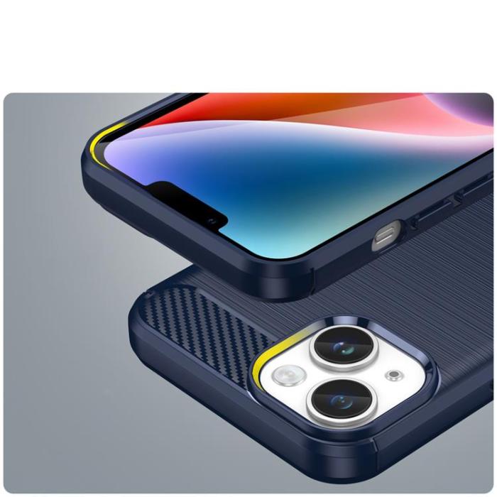 OEM - iPhone 15 Plus Mobilskal Carbon Flexible - Blå