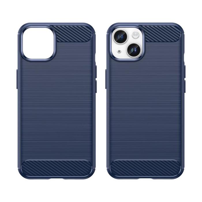 OEM - iPhone 15 Plus Mobilskal Carbon Flexible - Blå
