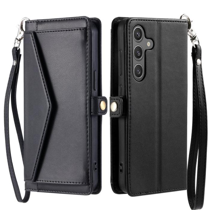 OEM - Samsung Galaxy S26/S26 Pro Plånboksfodral Konstläder Med Handrem - Svart