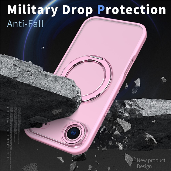 A-One Brand - iPhone Air Mobilskal Ring Kickstand TPU PC Clear - Rosa