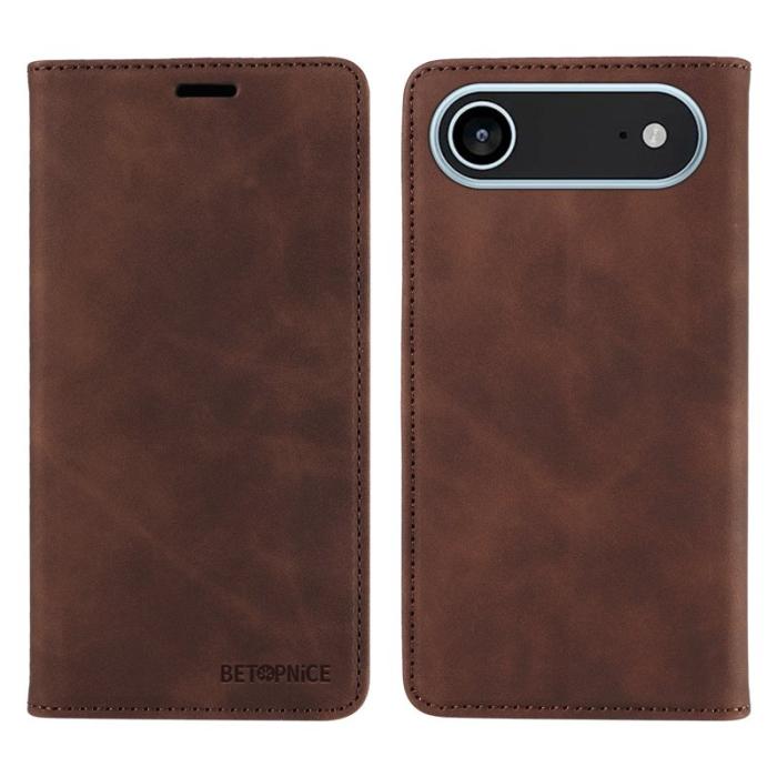 BETOPNICE - BETOPNICE iPhone Air Plånboksfodral Konstläder - Brun - RFID Blocking