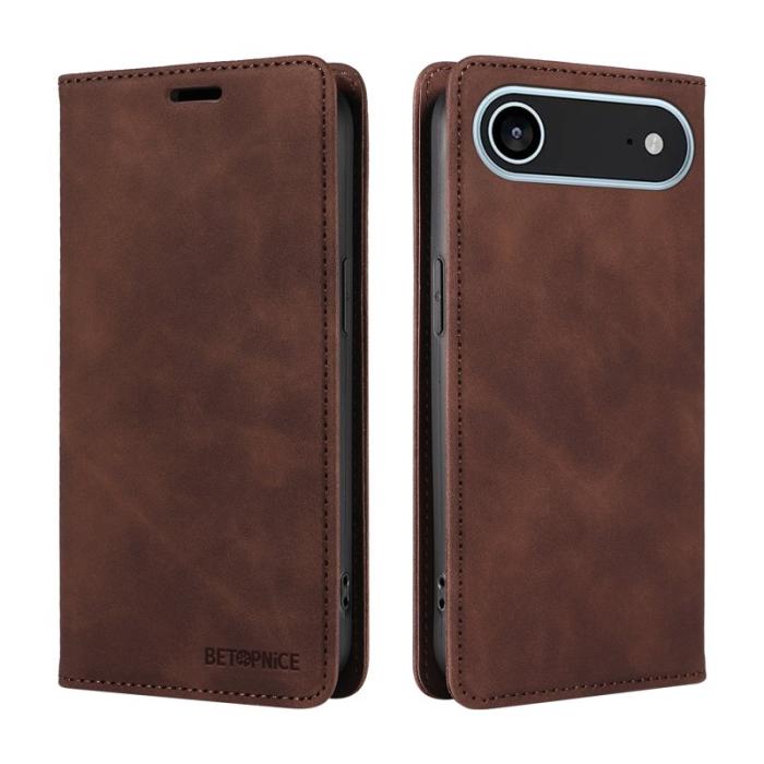 BETOPNICE - BETOPNICE iPhone Air Plånboksfodral Konstläder - Brun - RFID Blocking
