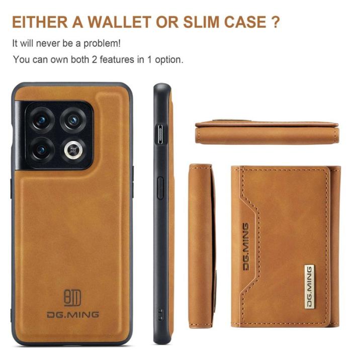 DG.MING - DG.MING OnePlus 10 Pro 5G Konstläder Plånboksfodral Magnetisk Brun