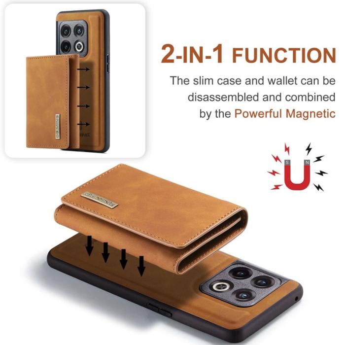 DG.MING - DG.MING OnePlus 10 Pro 5G Konstläder Plånboksfodral Magnetisk Brun
