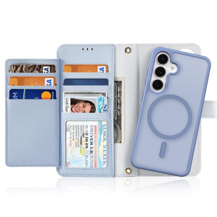 Dux Ducis - DUX DUCIS Plånboksfodral för Samsung Galaxy S25 - Äkta läder - Ljusblå