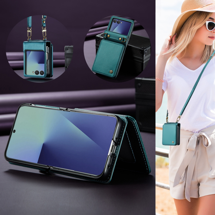 Caseme - CASEME Galaxy Z Flip 7 Plånboksfodral RFID Blocking C22 - Grön