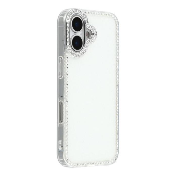 A-One Brand - iPhone 17 Mobilskal Rhinestone Edge - Glitter Vit