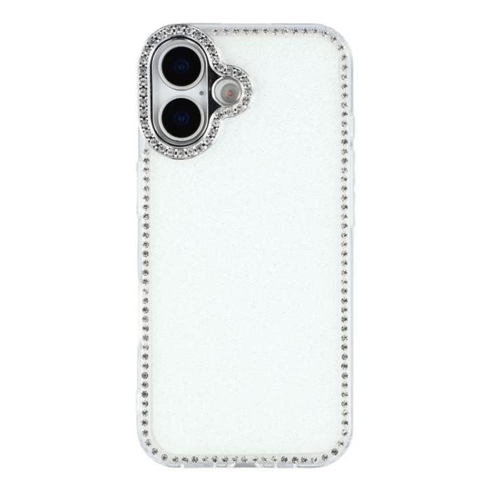 A-One Brand - iPhone 17 Mobilskal Rhinestone Edge - Glitter Vit