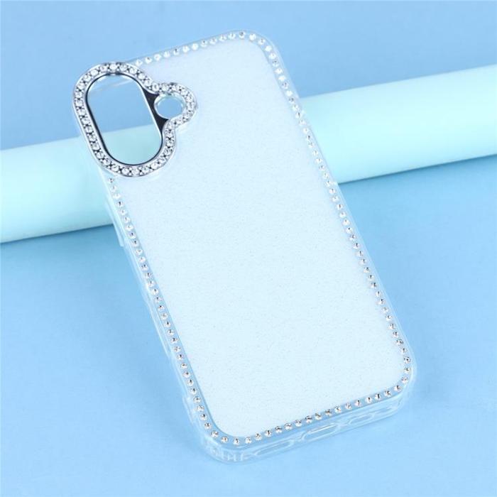 A-One Brand - iPhone 17 Mobilskal Rhinestone Edge - Glitter Vit