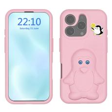 OEM - D.G Ming Mobilskal till iPhone 16 Pro Penguin Design - St&ouml;tt&aring;lig EVA - Rosa