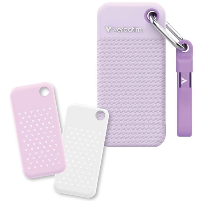 Verbatim - Verbatim Extern hårddisk Pocket SSD 1TB USB-C 3.2 Gen 2 - Vit/Lila