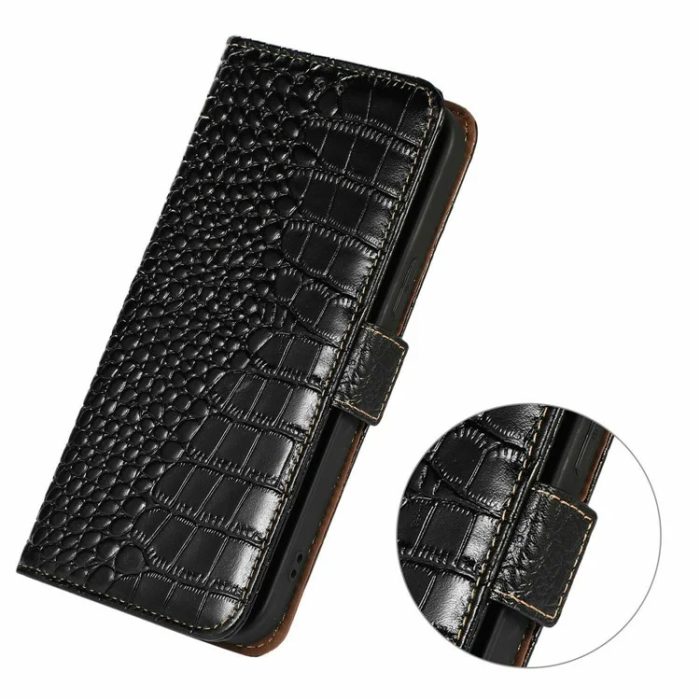 A-One Brand - iPhone 17 Pro Max Plånboksfodral Äkta läder Crocodile Texture
