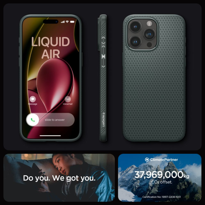 Spigen - Spigen iPhone 15 Pro Max Mobilskal Liquid Air - Abyss Grön