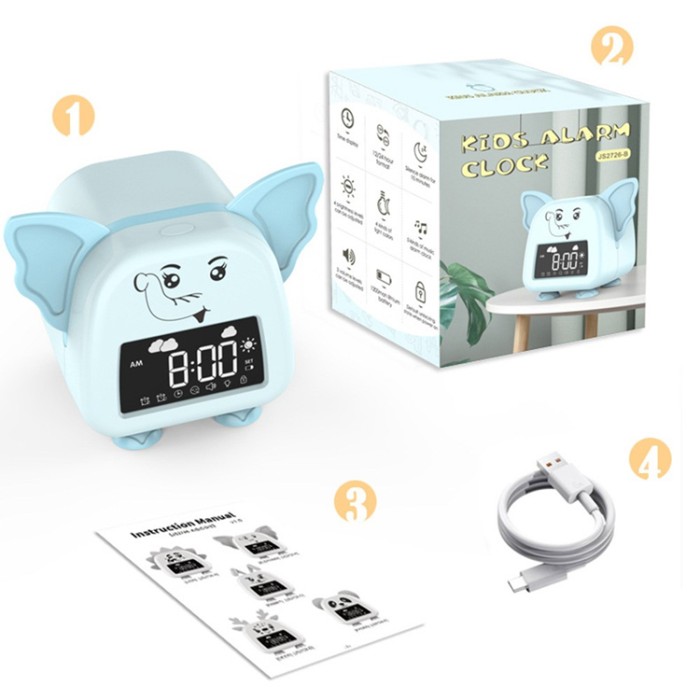 OEM - Väckarklocka Cute Elephant Sömnträningsverktyg för Snooze JS2726B