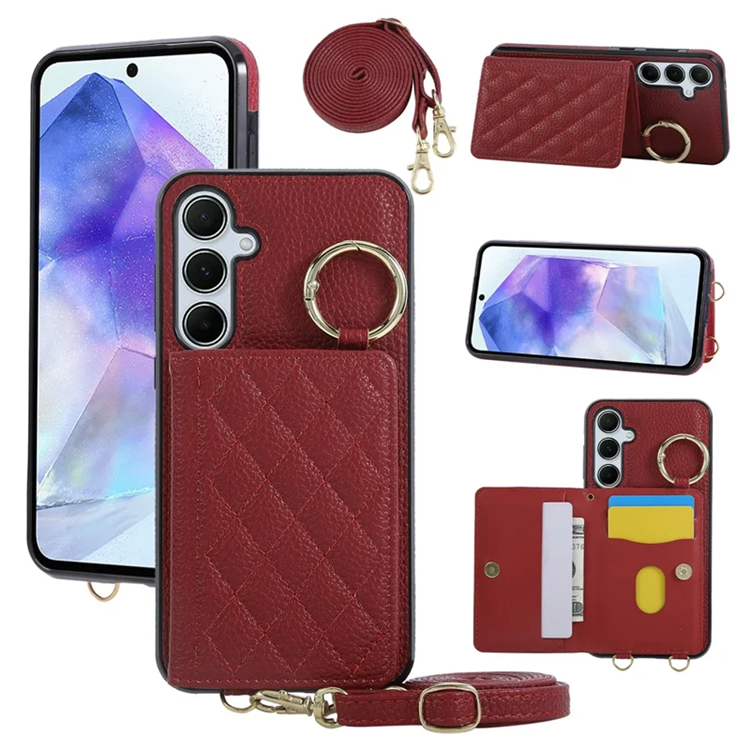 Mobilskal till Galaxy S25 Plus/S24 Plus Korthållare Kickstand Rhombus - Röd | 2353 | AlltMobil