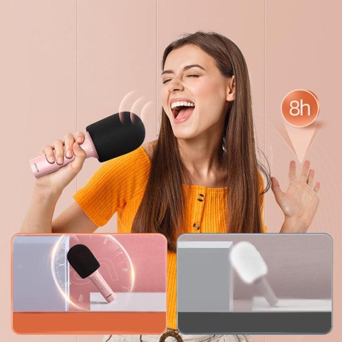 UTGATT1 - Joyroom Trådlös Karaokemikrofon Högtalare 1200mah - Rosa