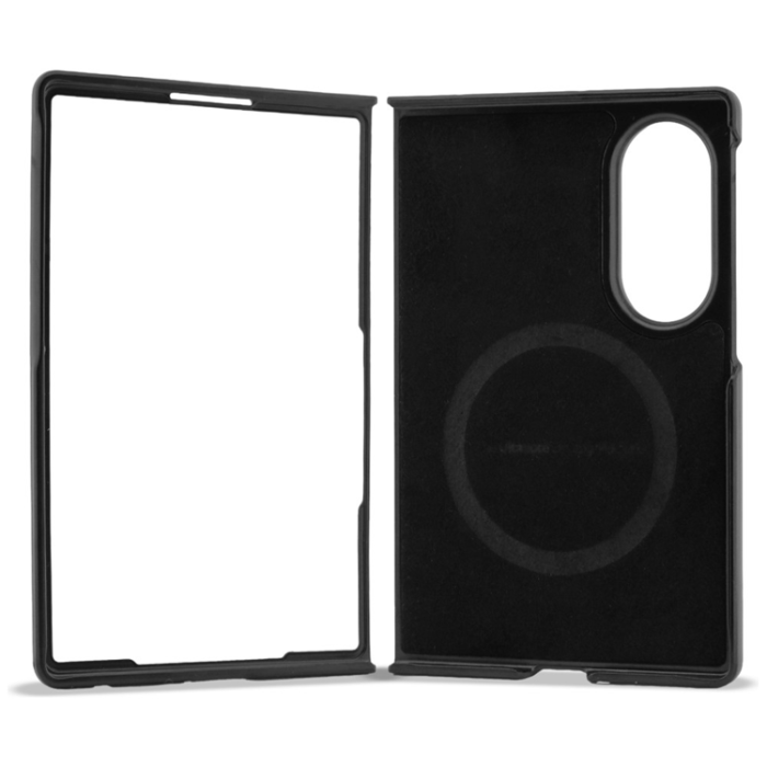 BMW - BMW Mobilskal För Galaxy Z Fold 8 MagSafe M Läder Tricolor Stripe - Svart