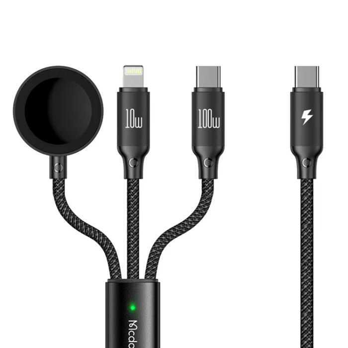 MCDODO - MCDODO 3in1 USB-C/USB-C/Lightning Kabel 1.2M Trådlös Laddare