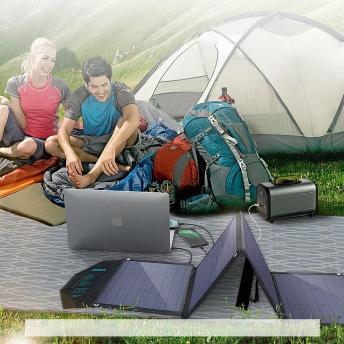 Choetech - Choetech Foldable 2x USB Till Typ-C Solladdare 80W - Svart