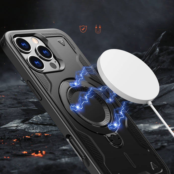 OEM - iPhone 16 Pro Mobilskal MagSafe Hybrid Armor Trendy - Svart