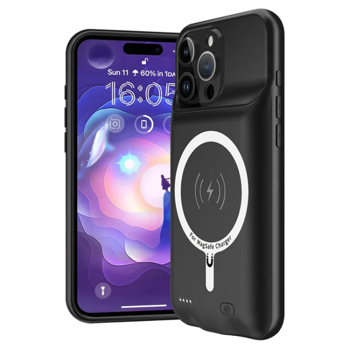 A-One Brand - iPhone 16 Pro Max Batteriskal Magsafe 7000mAh B19S - Svart