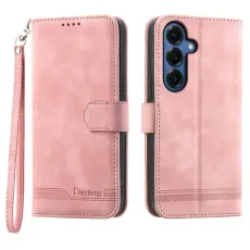 DIERFENG - DIERFENG Samsung Galaxy S26 Fodral L&auml;der Imprint - Rosa