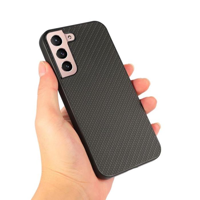OEM - Carbon Fiber Läder Skal Galaxy S22 Plus 5G - Svart