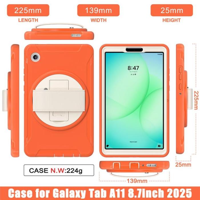 A-One Brand - Galaxy Tab A11 Skal Rotary Kickstand med Handrem