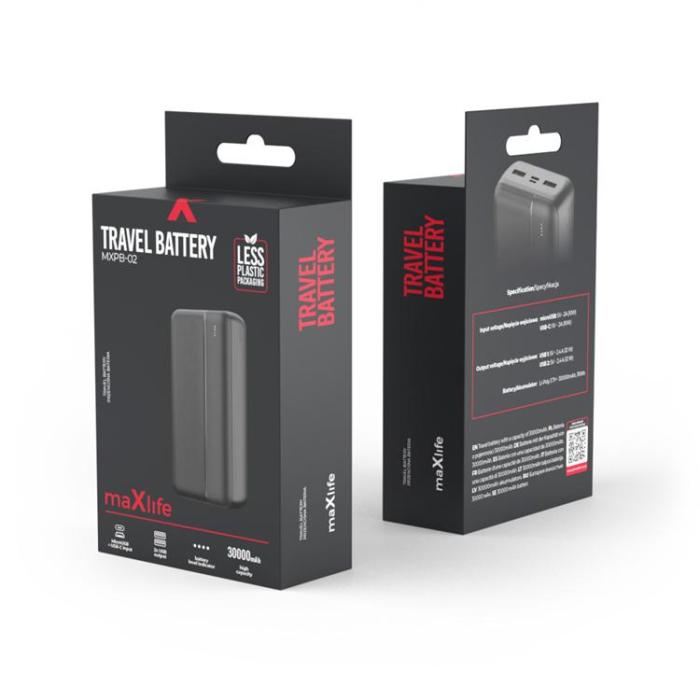 Maxlife - Maxlife Powerbank 30000 mAh 12W MXPB-02 - Svart