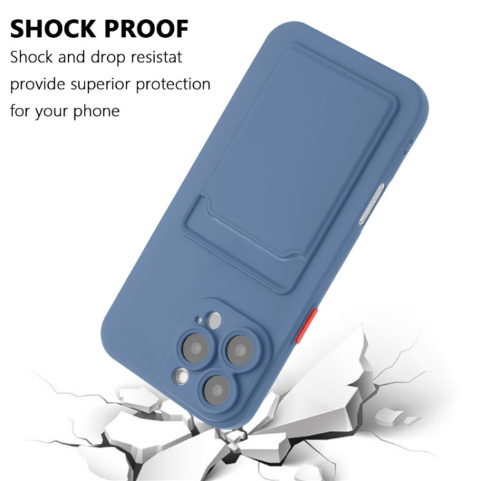 A-One Brand - iPhone 16 Pro Max Mobilskal Korthållare TPU - Gråblå