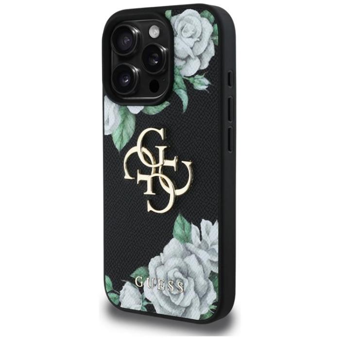 Guess - Guess iPhone 16 Pro Max Mobilskal Grained Roses Big 4G logo